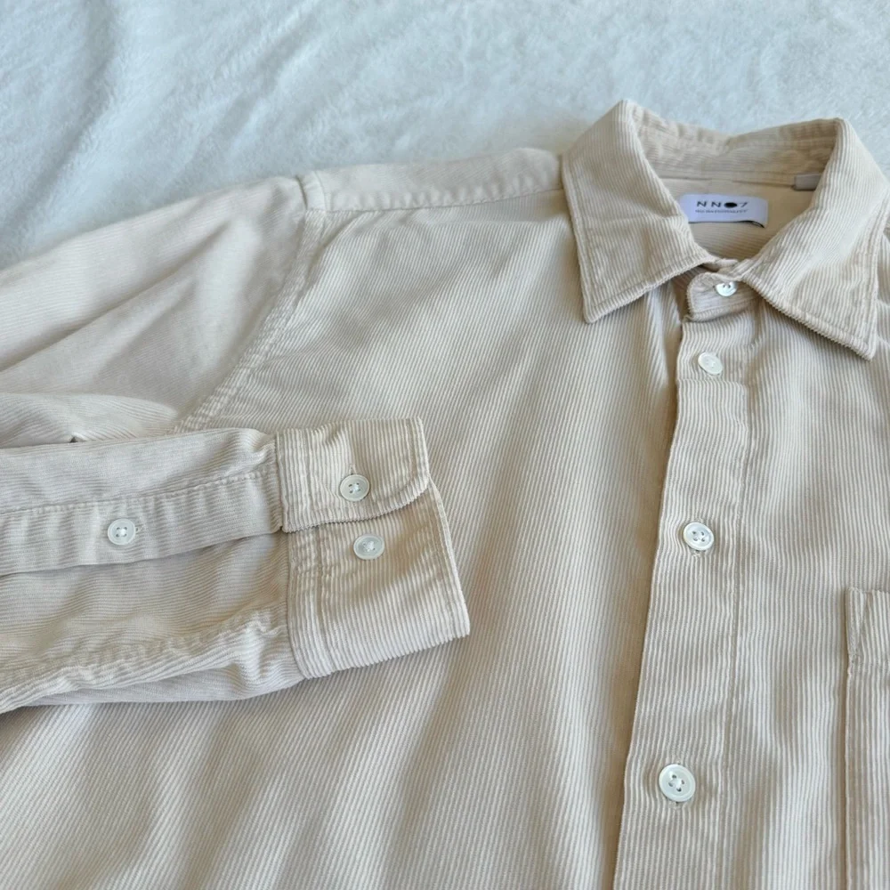 NN07 Colby Ivory Cotton Corduroy Long Sleeve Shirt L